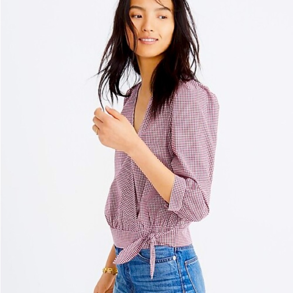 Madewell Gingham Wrap Top - Size XS